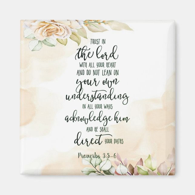 Lita på Herren blommig   Magnet (Framsidan)