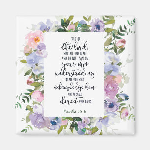Lita på Herren blommig Magnet
