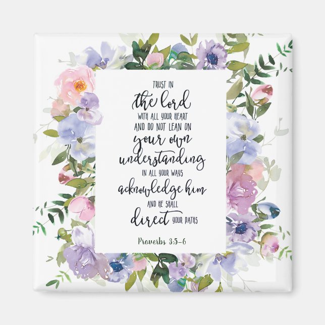 Lita på Herren blommig   Magnet (Framsidan)