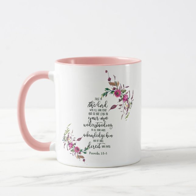 Lita på Herren blommig   Mugg (Vänster)