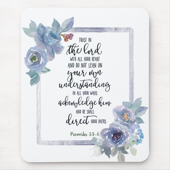 Lita på Herren blommig  Musmatta (Framsidan)