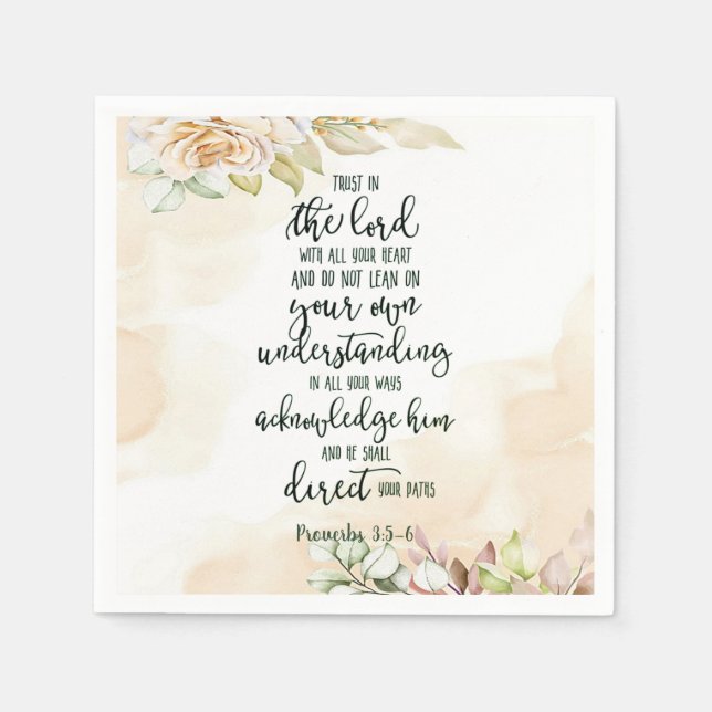 Lita på Herren blommig   Pappersservett (Framsidan)
