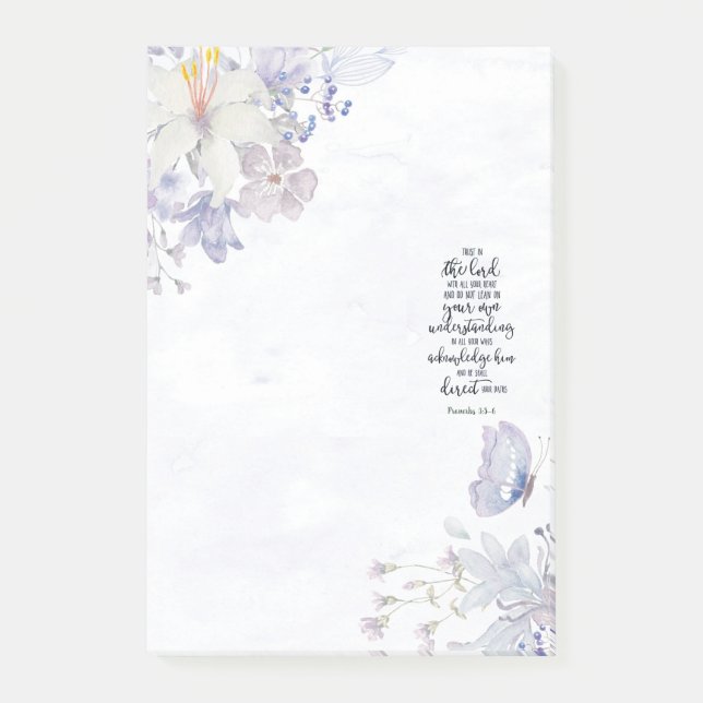 Lita på Herren blommig  Post-it Block (Framsida)