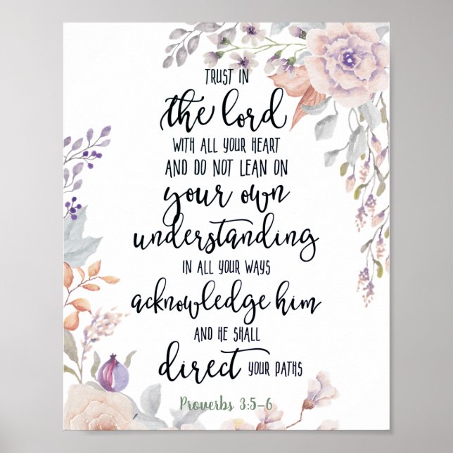 Lita på Herren blommig Poster (Framsidan)