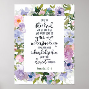 Lita på Herren blommig Poster
