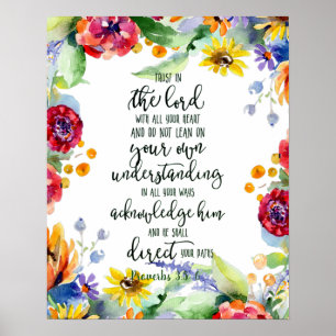 Lita på Herren blommig Poster