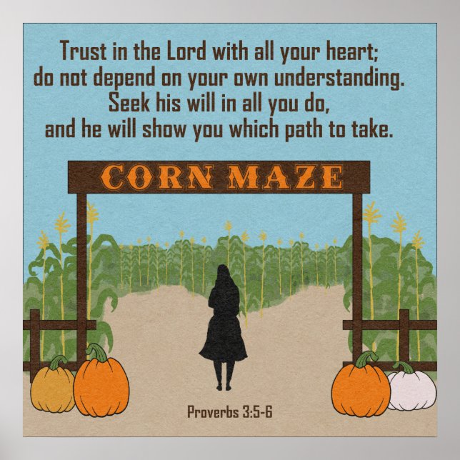 Lita på Herren med alla dina hjärteverber 3:5&6 Poster (Framsidan)