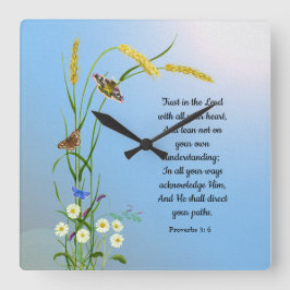 Lita på Herren med ditt hjärta Bible Verse Fyrkantig Klocka