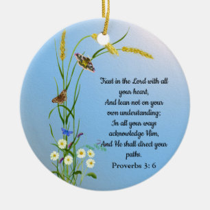 Lita på Herren med ditt hjärta Bible Verse Julgransprydnad Keramik