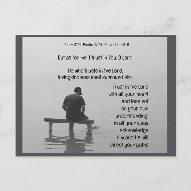 Lita på Herren Tröstande Uppbyggande Bibelvers Vykort (Framsida)
