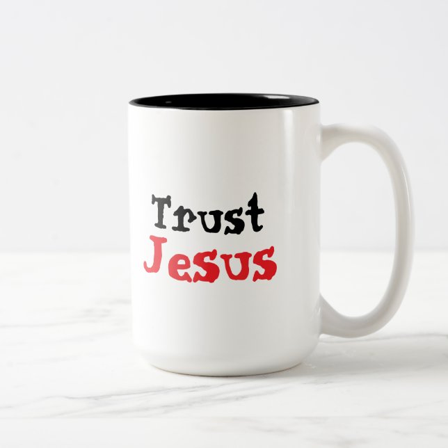 Lita på Jesus Kristet Citat Två-Tonad Mugg (Höger)
