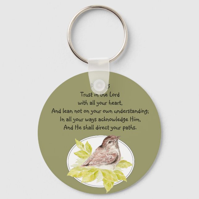 Lita på Lord Scripture med Watercolor Bird Nyckelring (Framsida)
