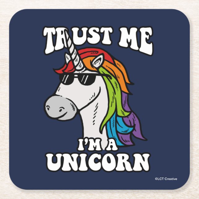 Lita på mig att jag är en enhörning underlägg papper kvadrat (Framsidan)