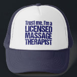 Lita på mig att jag är en licensierad massageterap keps<br><div class="desc">En söt,  licensierad massageterapist som läser Trust Me,  jag är en LMT. En underbar massageterapi humor-gåva till din favoritmässa.</div>