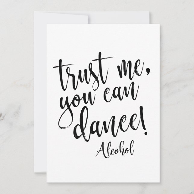 Lita på mig, du kan dansa Prisvärt bröllopsskylt Inbjudningar (Framsida)