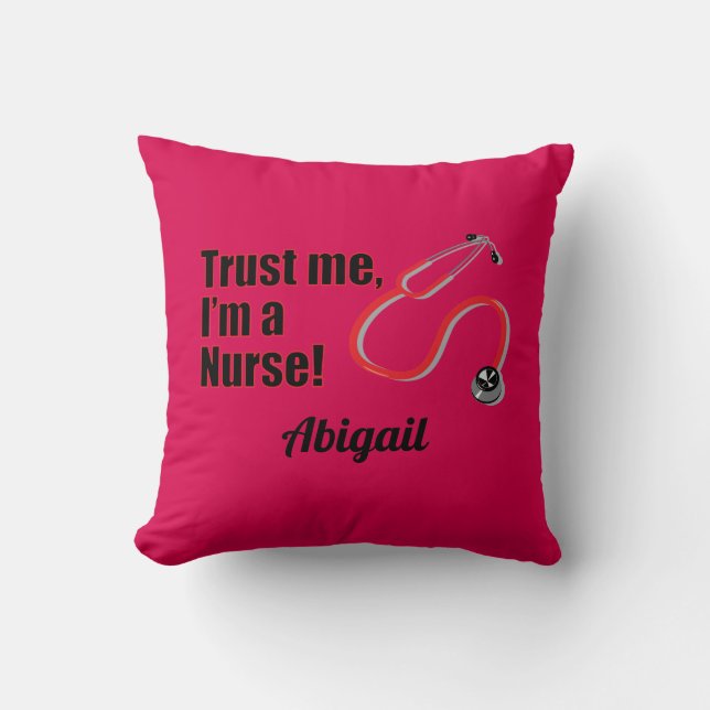 Lita på mig Im A Nurse Personlig Rosa Kudde (Framsida)