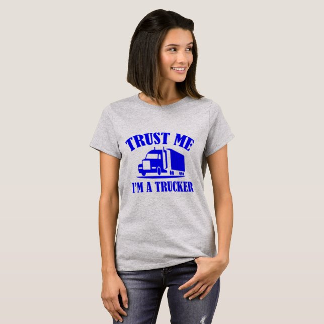 Lita på mig Im A Trucker (blå) Tröja (Hel framsida)