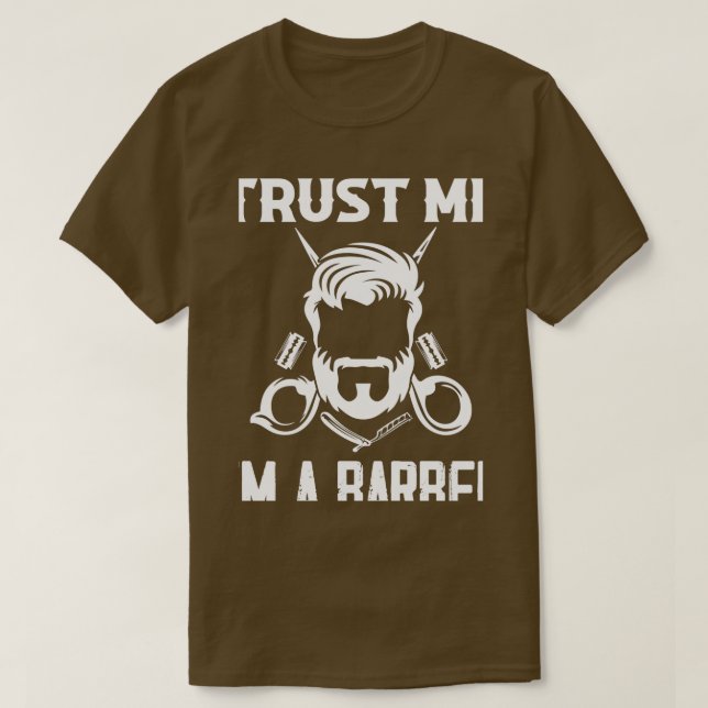 Lita på mig Ix27m A Barber Barbershop Hair Cining T Shirt (Design framsida)