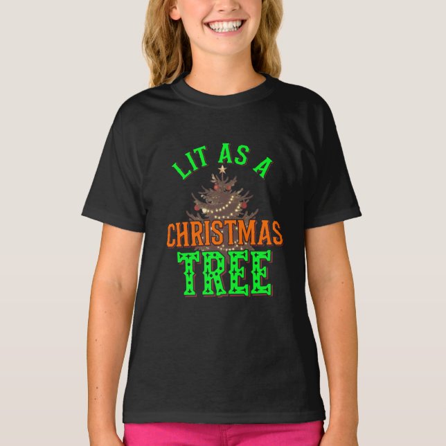 Lita som en digital konst i Julgran T Shirt (Framsida)