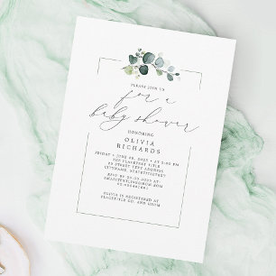 Litalistisk grey-Elegant, babyvisningsprogram Inbjudningar