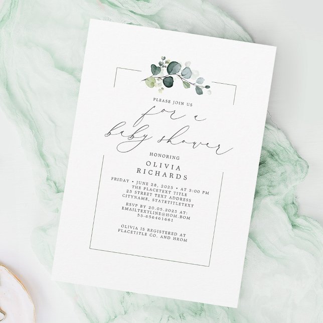 Litalistisk grey-Elegant, babyvisningsprogram Inbjudningar (Skapare uppladdad)
