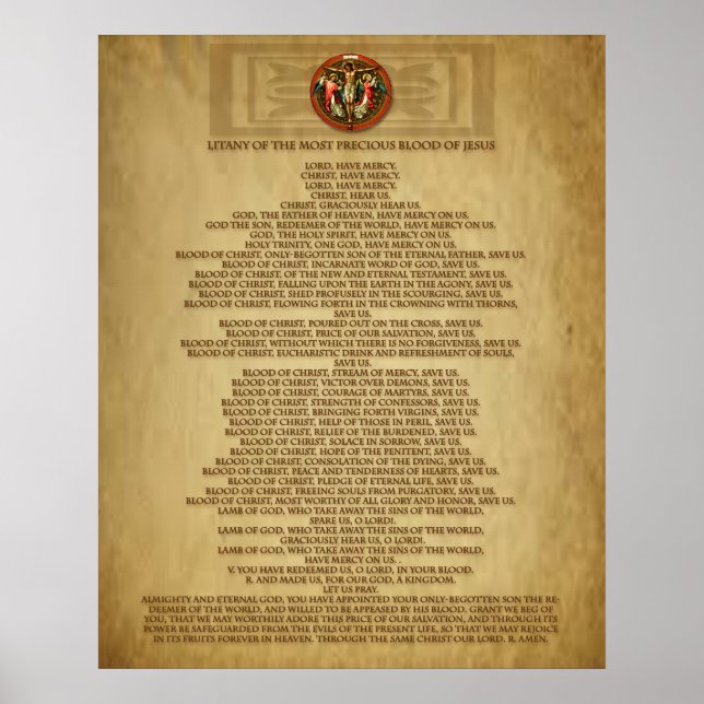 LITANY OF THE MESST PRECIOUA BLOOD OF JESUS POSTER (Framsidan)