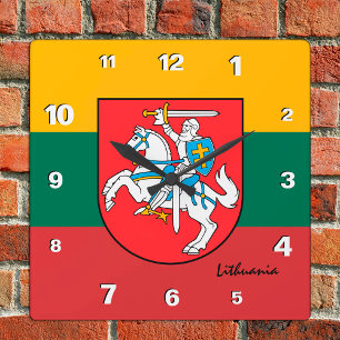 Litauen Clock, patriotiskt hem, litauiska Flagga Fyrkantig Klocka