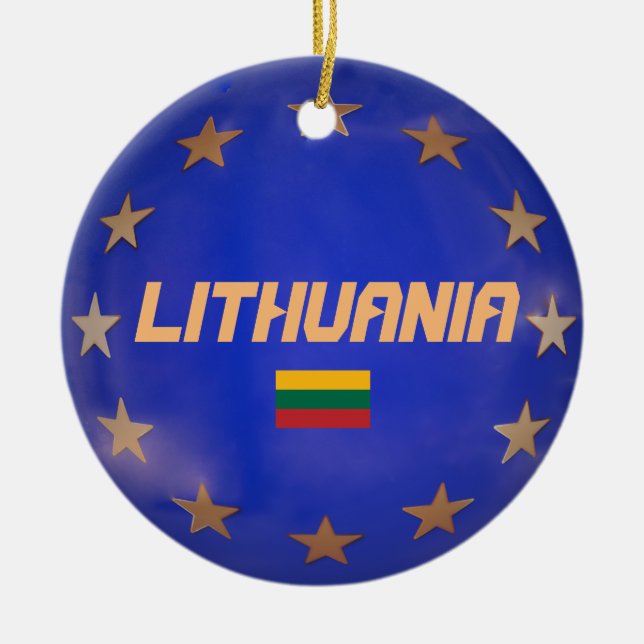 Litauen E.U. Flagga julprydnader Julgransprydnad Keramik (Framsidan)
