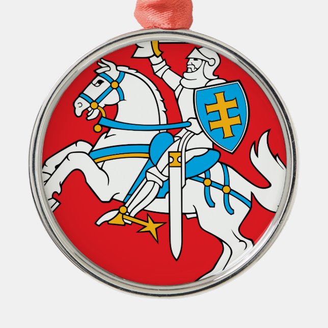 Litauen Emblem - vapensköld - Lietuvos Herbas Julgransprydnad Metall (Framsidan)