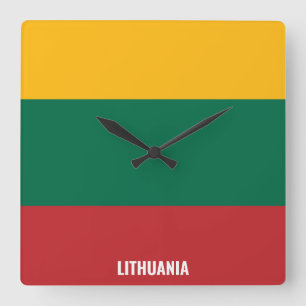 Litauen Flagga Dazzling Patriotic Fyrkantig Klocka