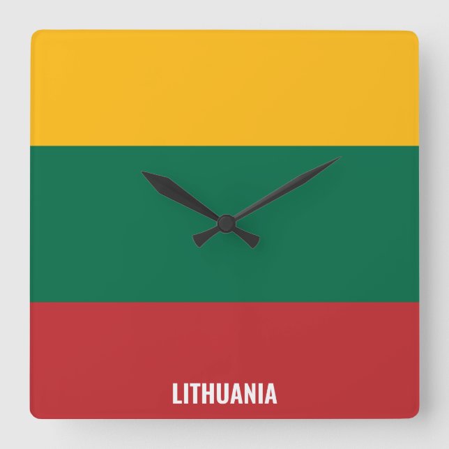 Litauen Flagga Dazzling Patriotic Fyrkantig Klocka (Framsida)