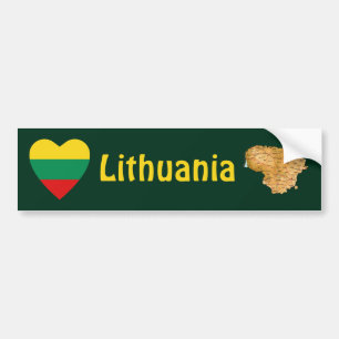 Litauen Flagga Hjärta + Karta Bildäckslapp Bildekal