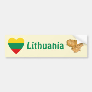 Litauen Flagga Hjärta + Karta Bildäckslapp Bildekal