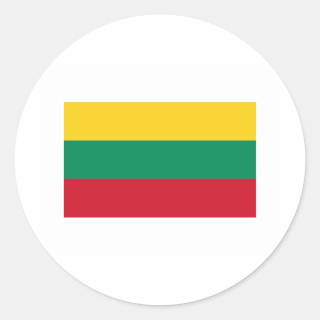 Litauen FLAGGA Internationell Runt Klistermärke (Framsida)
