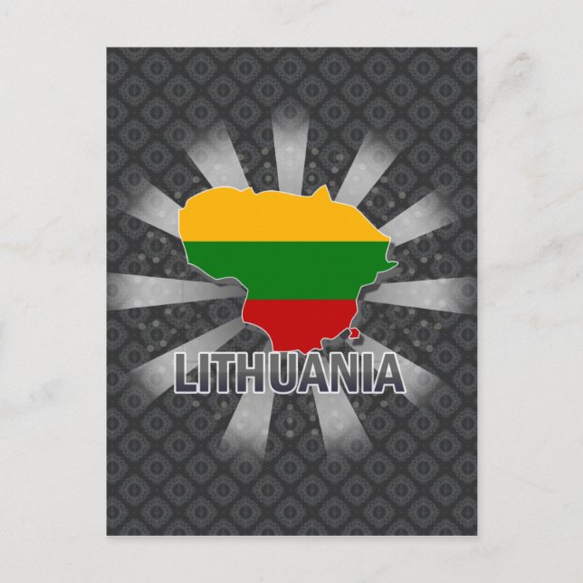 Litauen Flagga Karta 2,0 Vykort (Framsida)