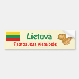Litauen Flagga + Karta Bildäckslapp Bildekal