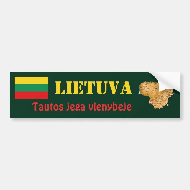 Litauen Flagga + Karta Bildör Dekal (Framsidan)