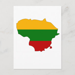 Litauen flagga karta vykort