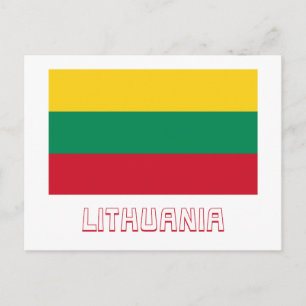 Litauen Flagga med Namn Vykort