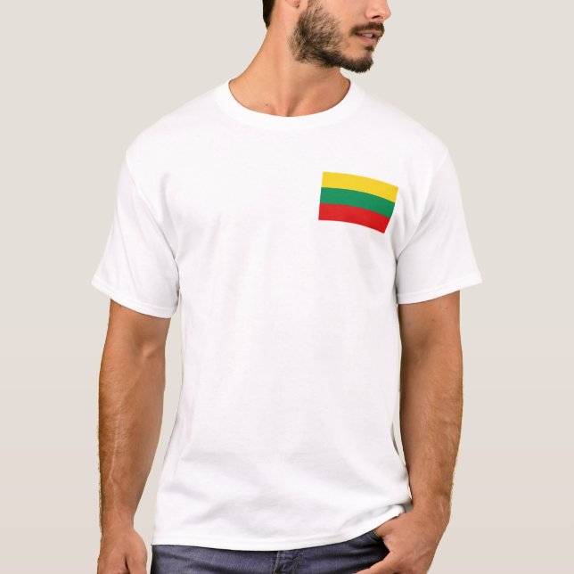Litauen Flagga och Karta T-Shirt (Framsida)
