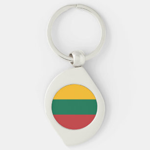 Litauen Flagga Swirl Silverfärgad Nyckelring