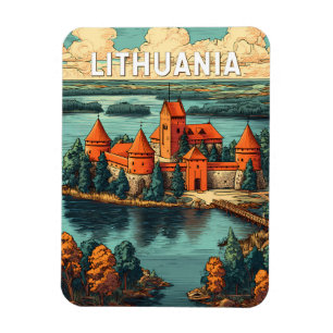 Litauen Illustration Resa Konst Vintage Magnet