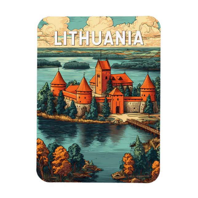 Litauen Illustration Resa Konst Vintage Magnet (Vertikal)