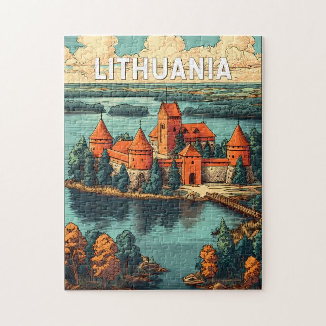 Litauen Illustration Resa Konst Vintage Pussel (Vertikal)