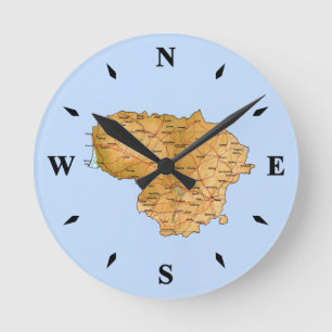 Litauen Karta Clock Rund Klocka