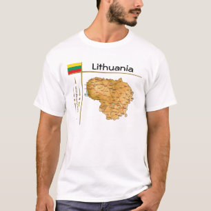 Litauen Karta + Flagga + Titel T-Shirt