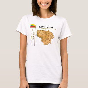 Litauen Karta + Flagga + Titel T-Shirt