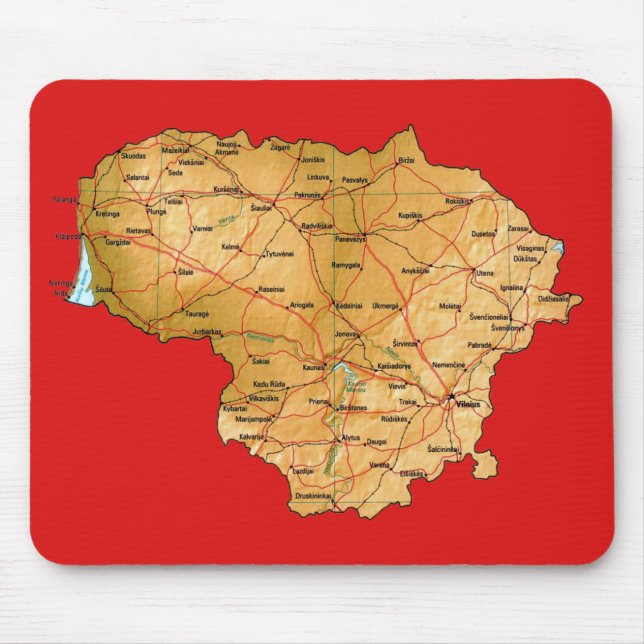Litauen Karta Mousepad Musmatta (Framsidan)