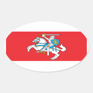 Litauen/litauisk flagga ovalt klistermärke