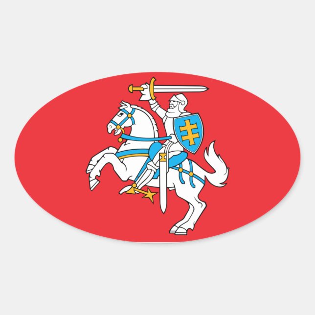 Litauen/Litauiska Flagga Ovalt Klistermärke (Framsida)